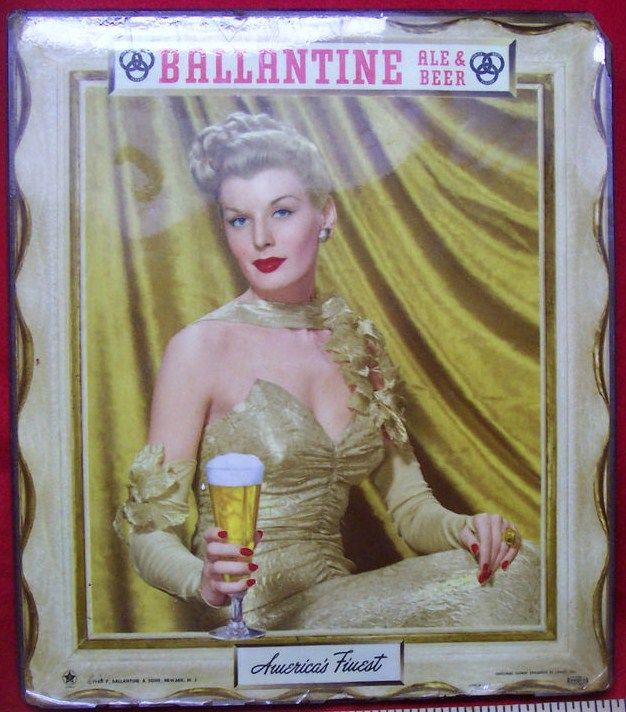 Old Ballantine Newark New Jersey Beer Sign Featuring a Beautiful Woman