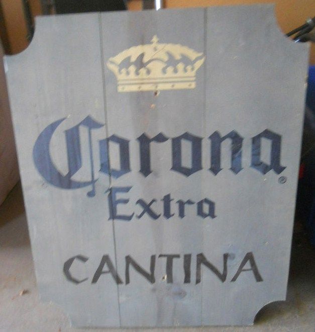 Vintage Corona Extra Big Wood Beer Sign Cantina