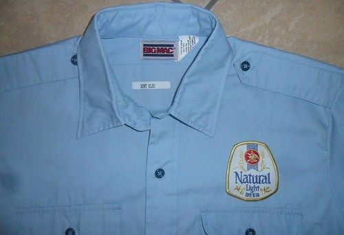 Vintage Natural Light Workshirt Patch Beer Delivery Guy Uniform