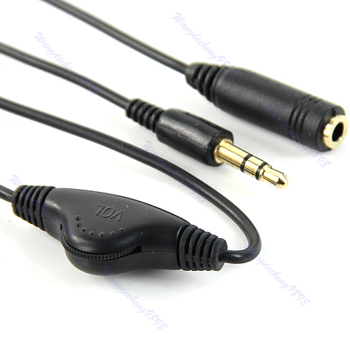 1M 3.5mm M/F Stereo Headphone Audio Extension Cord Cable with Volume