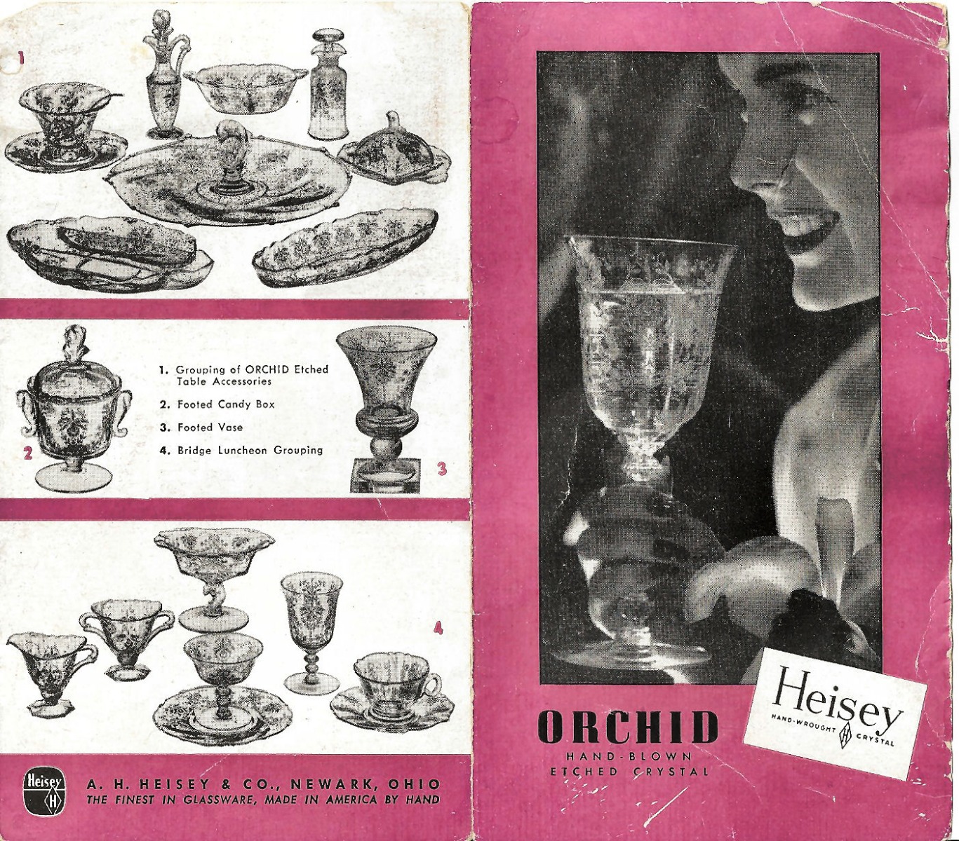 Heisey Orchid 4 Water Goblets on Tyrolean Blank Vintage 194057 Elegant