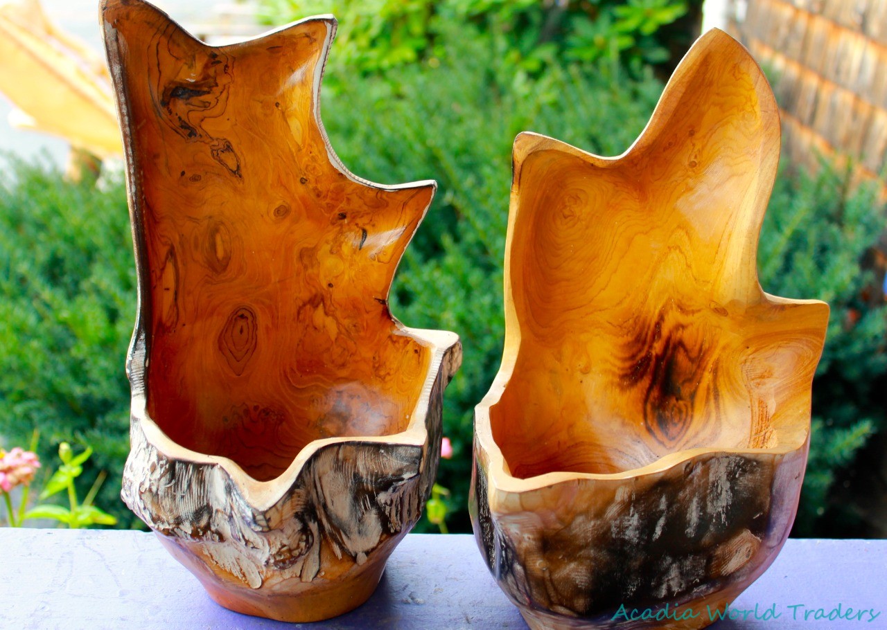 Rustic Teak Freeform Fruit Bowlplanter hand carved reclaimed wood Bali