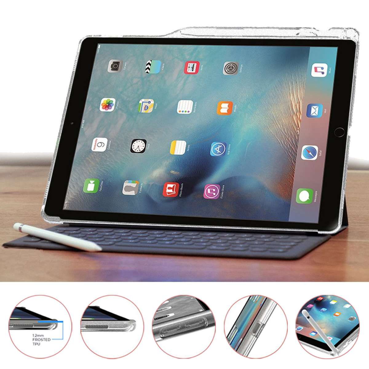 Poetic iPad Pro 12.9 Case with Pencil Holder and Apple Smart Keyboard