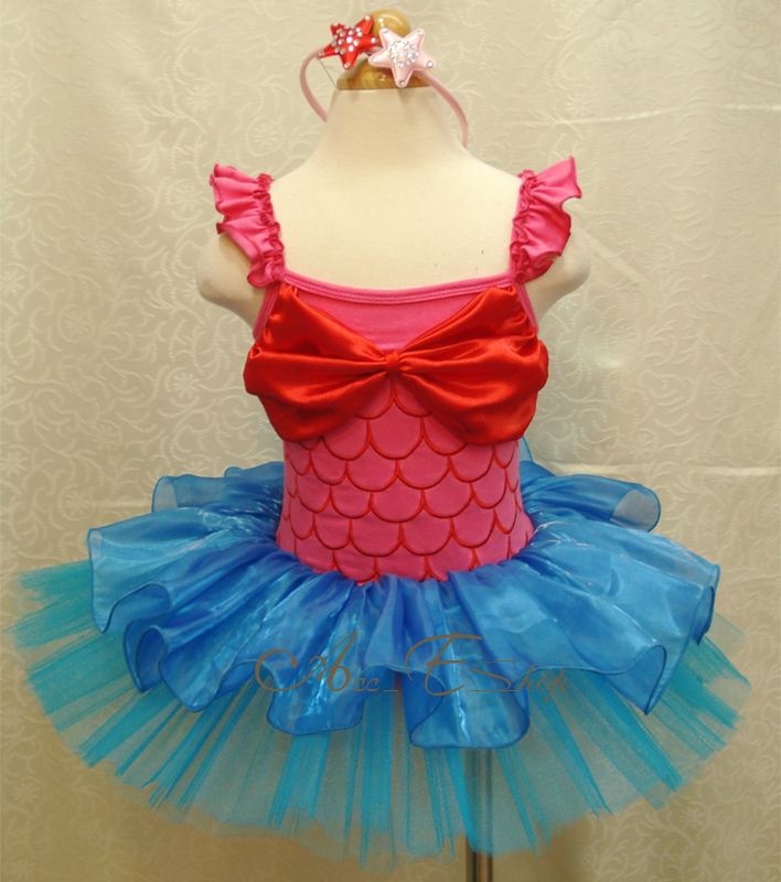 Girls-Kids-Ariel-Mermaid-Costume-Dress-Skirt-Sz-2-8Y-Ballet-Fancy-Tutu-Outfit