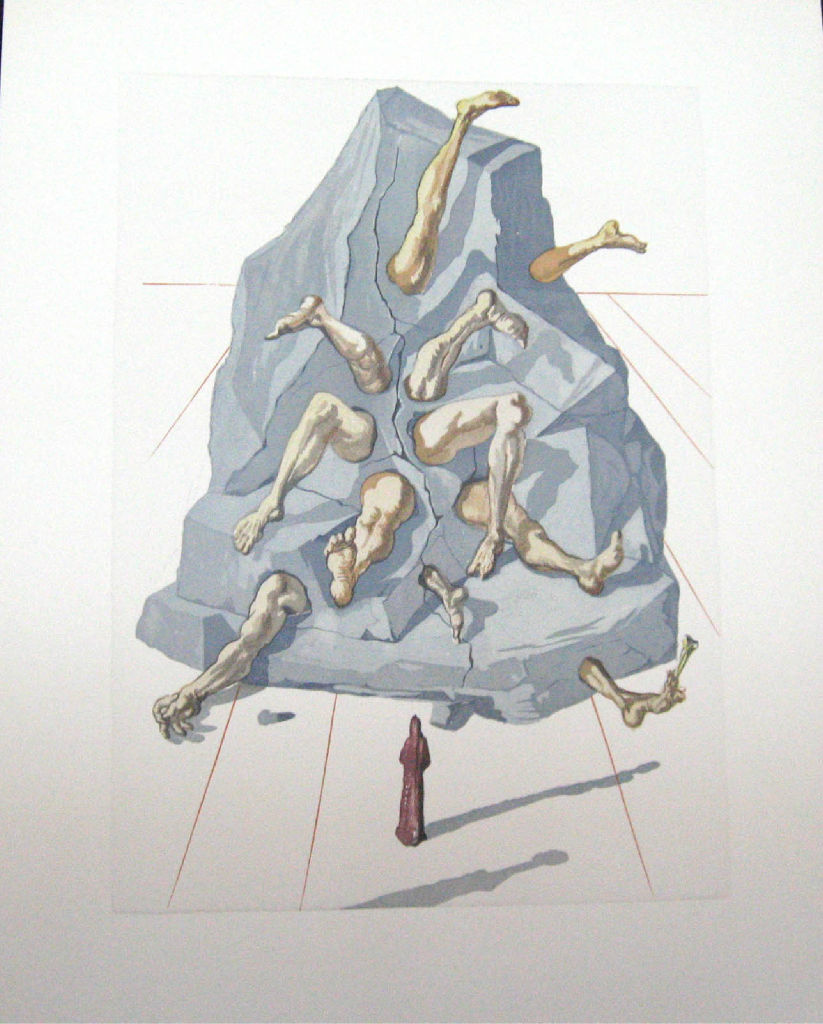Salvador Dali The Divine Comedy Inferno 19 Woodblock Fine Art Print