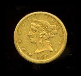 1861-D $5 Coin~Rare Dahlonega~XF+~Low Mintage