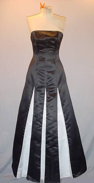 Vintage 80s B&W Strapless Wiggle Fishtail Formal Prom D