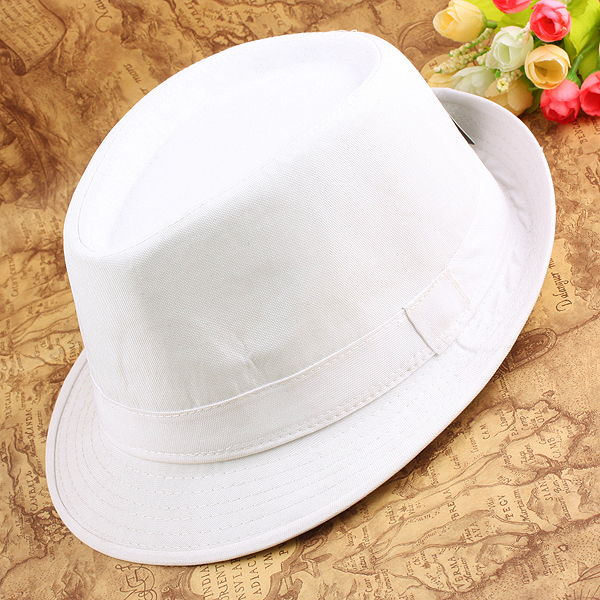 New White Men's Casual Dress Fedora Trilby Cuban Style Upturn Short