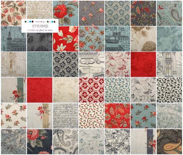 Moda Charm Pack Quilt Fabric Squares 3 Sisters Etchings cotton quilting