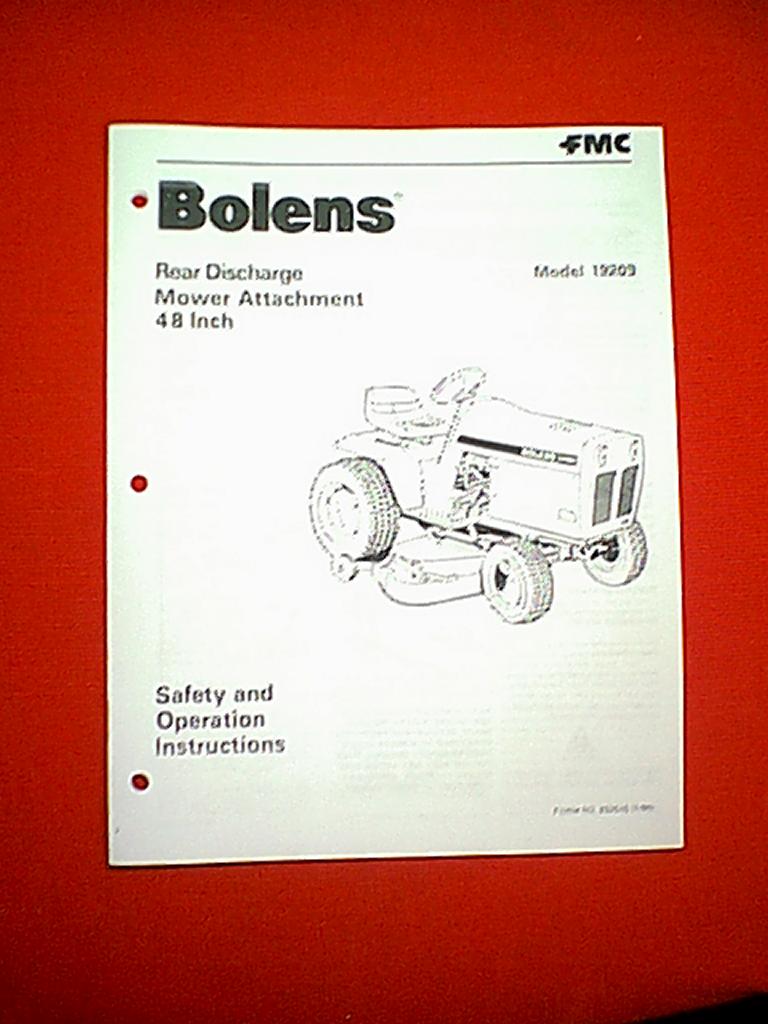 Bolens Tractor 48" Rear Discharge Mower Deck Attachment 19209 Owner's Manual