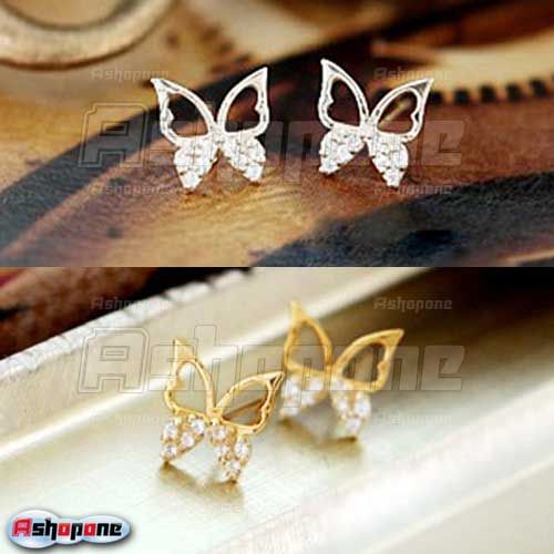Korean-Fashion-Lovely-Cute-Crystal-Rhinestone-Butterfly-Stud-Earrings-2-Colors