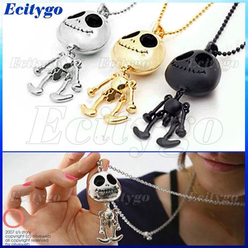 black golden silver big eye et skull skeleton ufo pendant necklace