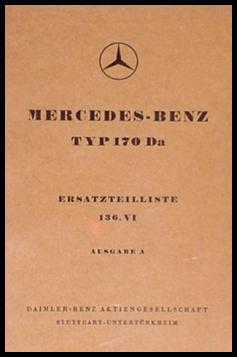 1951 1952 Mercedes-Benz 170 D Parts Manual, Orig German
