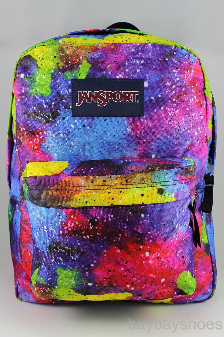 JANSPORT SUPERBREAK BACKPACK MULTI NEON GALAXY RAINBOW BLUE/PURPLE/RED