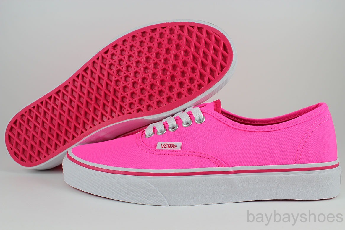 VANS AUTHENTIC POP NEON PINK/WHITE BRIGHT HOT CLASSIC SKATE US WOMENS