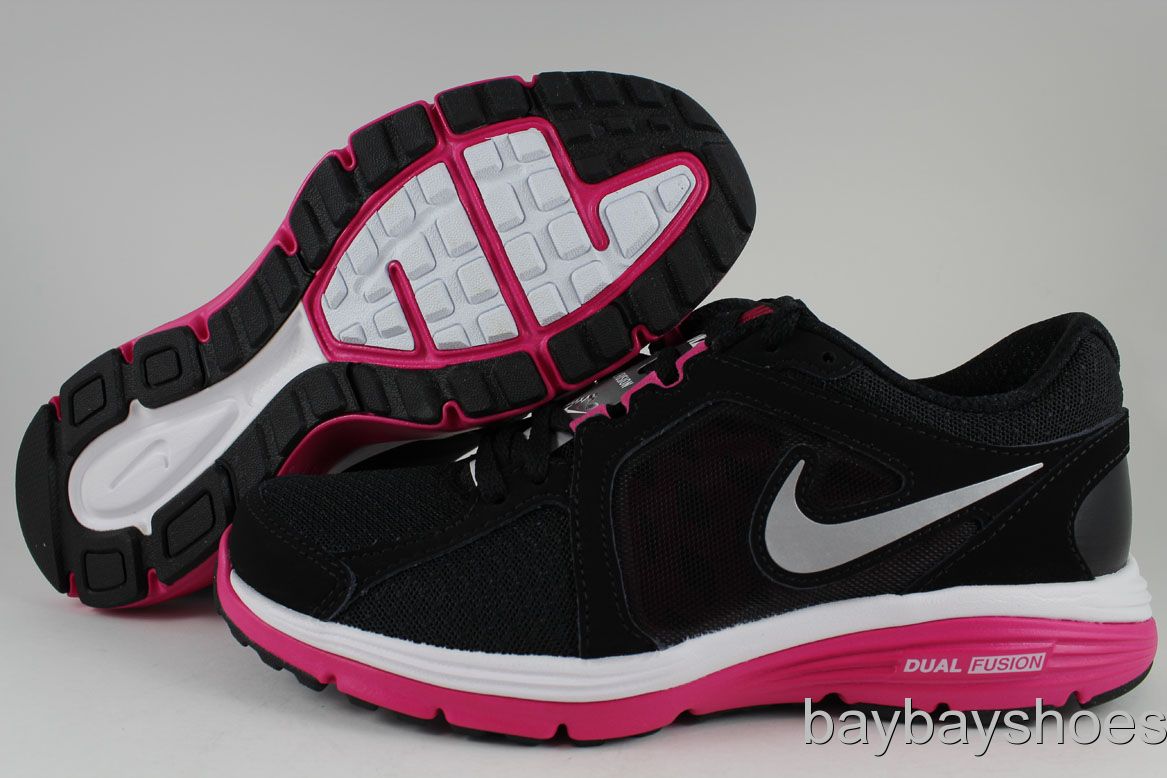 Details about NIKE DUAL FUSION RUN BLACK/SILVER/F IREBERRY HOT PINK