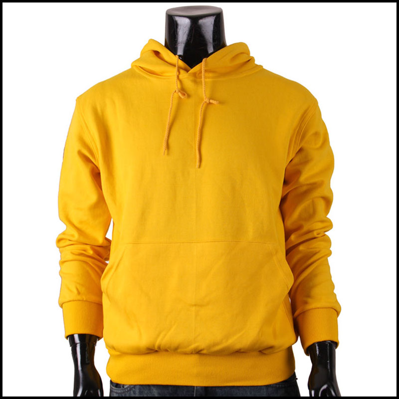 Bcpolo Men's Hoodie Yellow Cotton Hoodie Long Sleeves Plain Pullover