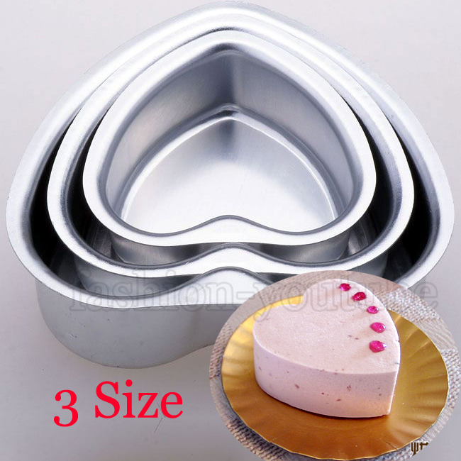 3Size 3D Heart Shape Cake Pan Tin Chocolate Jello Baking Muffin Mold Cupcake DIY