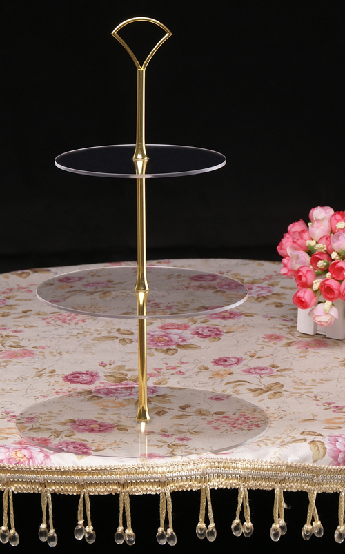 Tier Acrylic Cupcake Cake Stand Gold Art Deco Fan Handle ...