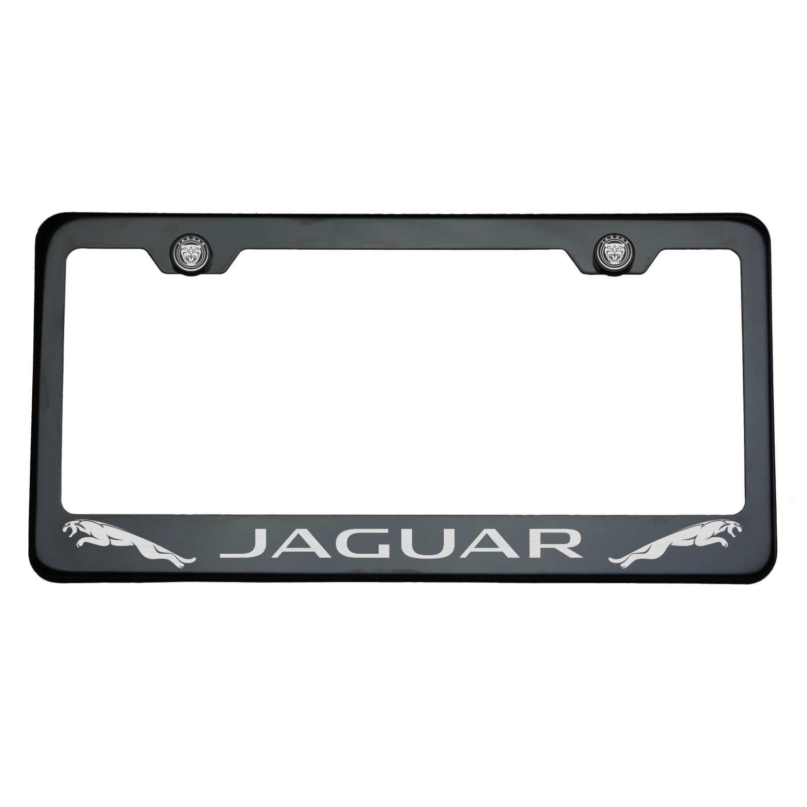 T304 Black Chrome License Plate Frame Stainless Steel Silver Jaguar