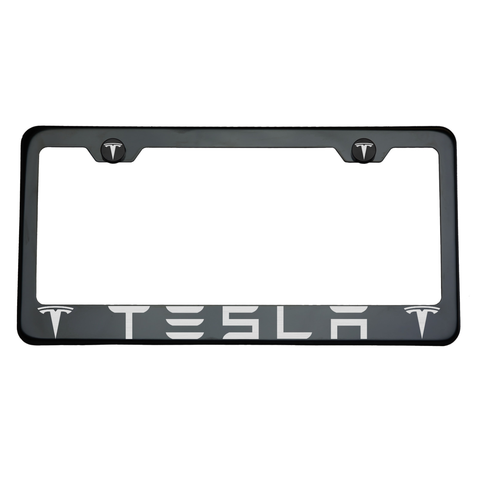 T304 Black Chrome License Plate Frame Stainless Steel Silver Tesla