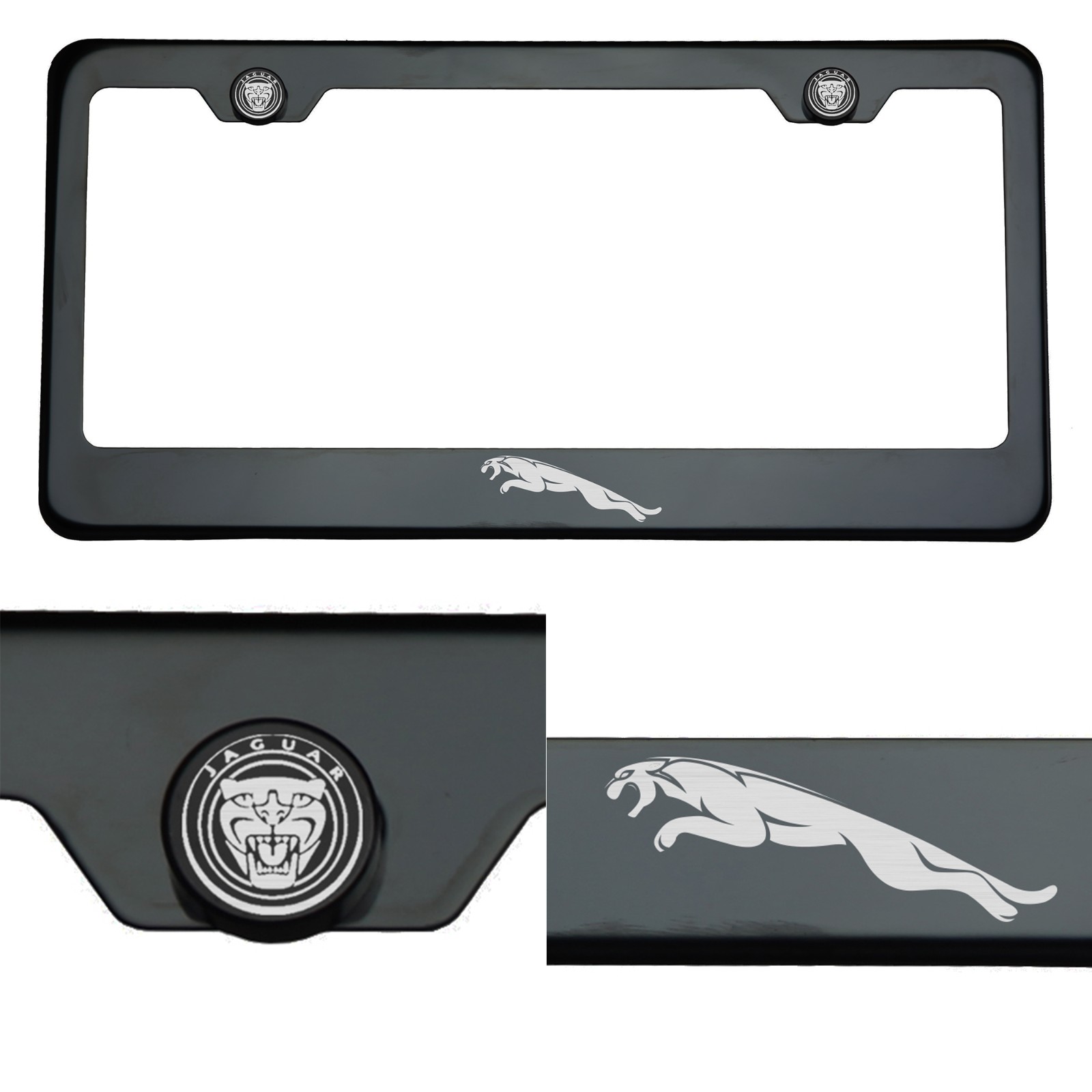 Black Chrome License Plate Frame T304 Stainless Steel Laser Engraved