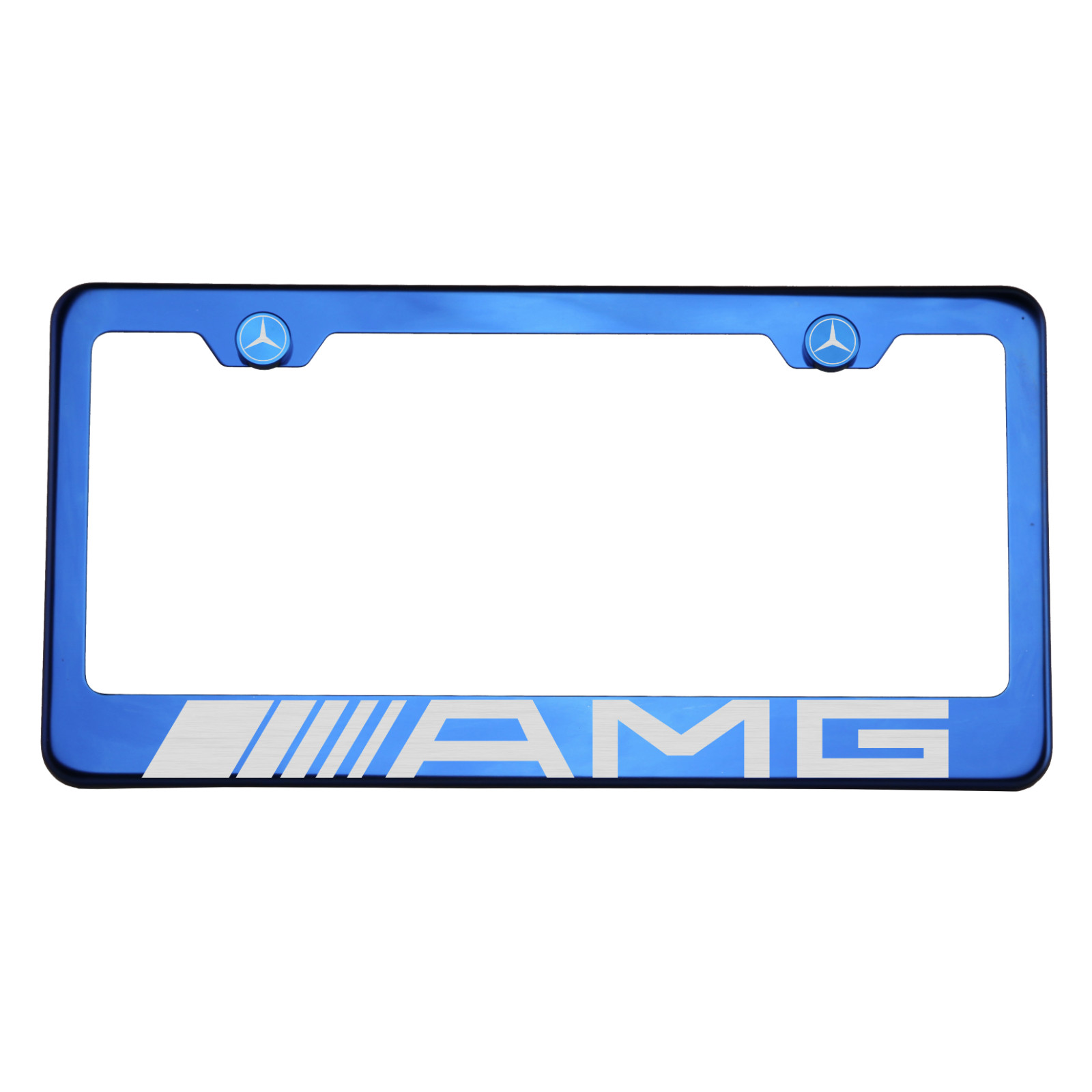 Marco de placa de matrícula T304 azul cromo acero inoxidable plata///AMG grabado con láser - Imagen 1 de 11