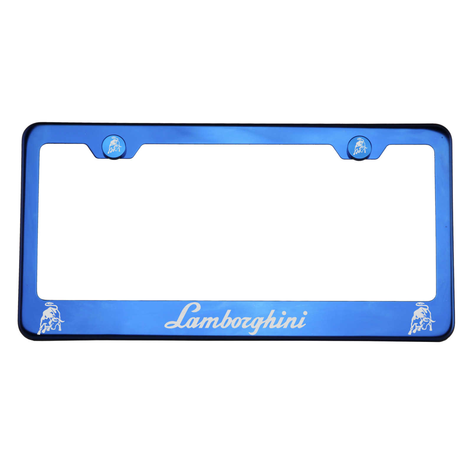 Marco de licencia T304 azul cromo acero inoxidable plata Lamborghini grabado con láser - Imagen 1 de 11