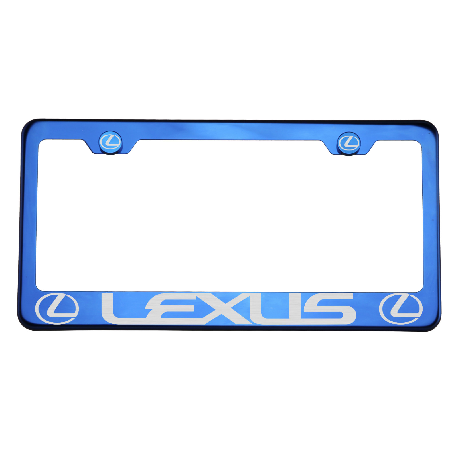 T304 Blue Chrome License Plate Frame Stainless Steel Silver Laser Etched - Foto 1 di 11