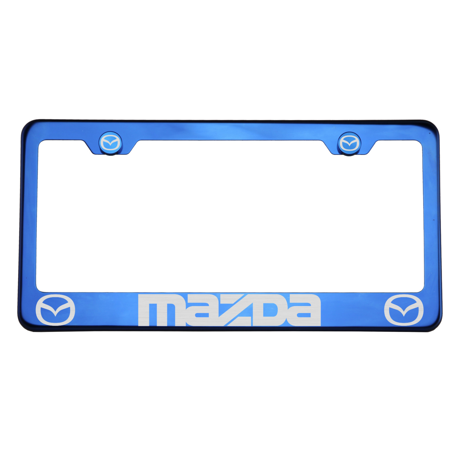 Marco de placa de matrícula T304 azul cromado acero inoxidable plata Mazda grabado con láser - Imagen 1 de 11