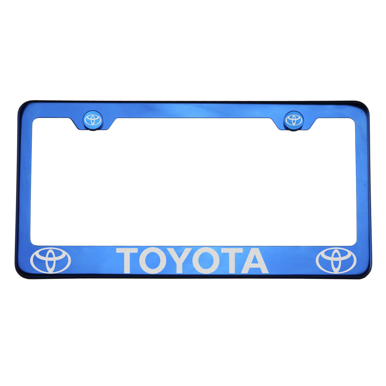T304 Blue Chrome License Plate Frame Stainless Steel Silver custom Laser Etched - Foto 1 di 11