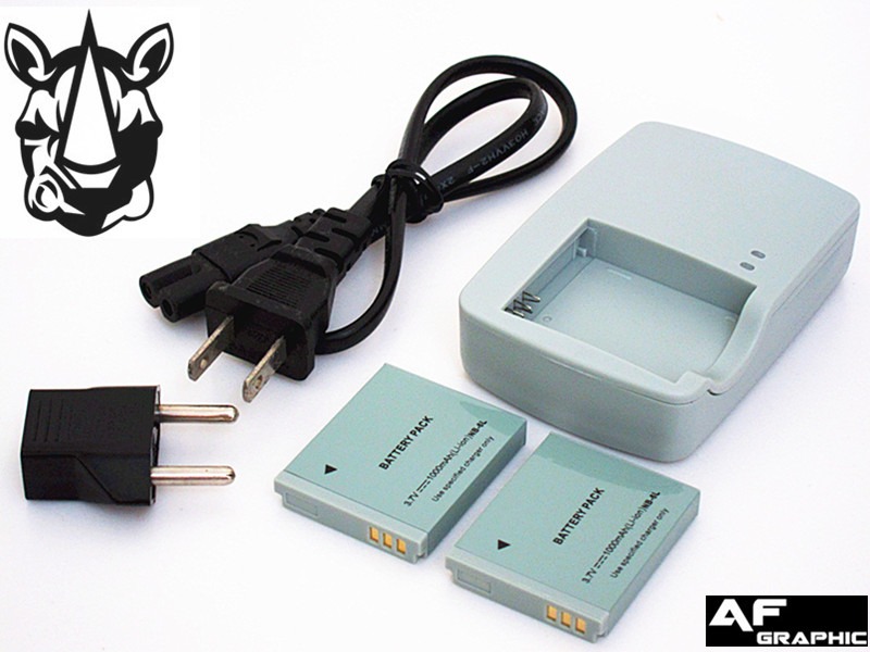 BC2s Two Battery NB6L + Battery Charger for Canon SX170 IS SX700 HS