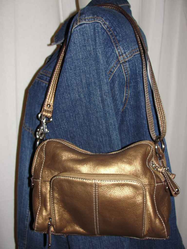 Tignanello Bronze Leather PVC Trim Rear ZIP 