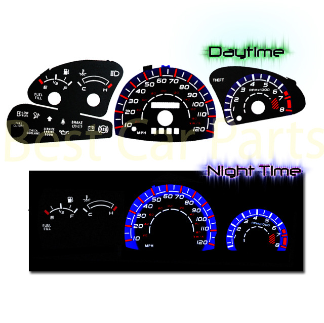 Black 98 03 Ford Escort ZX2 Indiglo Glow Blue White El Reverse