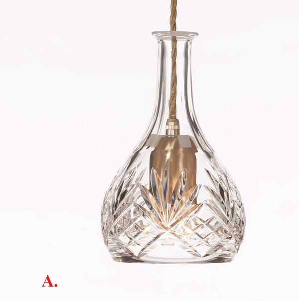 Decanter Perfume Glass Bottle Pendant Lamp With Fabric Cord Retro