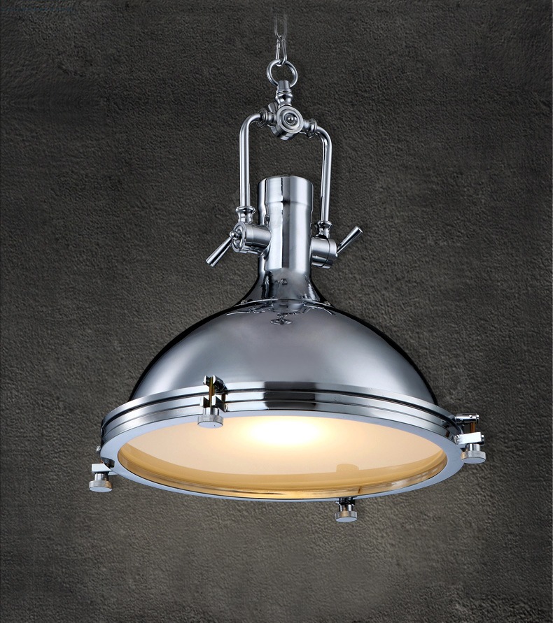 Modern Industrial Retro Nautical Chrome Pendant Lamp Large Hanging