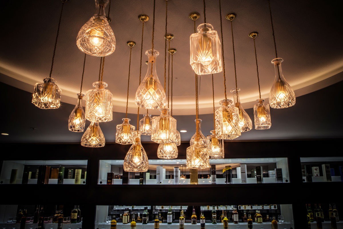 Decanter Perfume Glass Bottle Pendant Lamp With Fabric Cord Retro