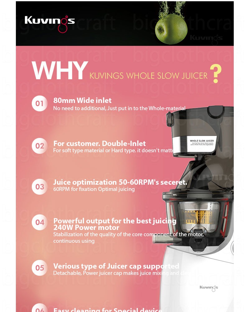 Genuine NUC Kuvings Fruit vegetable Extractor Whole Slow Juicer KJ 621W 220v eBay