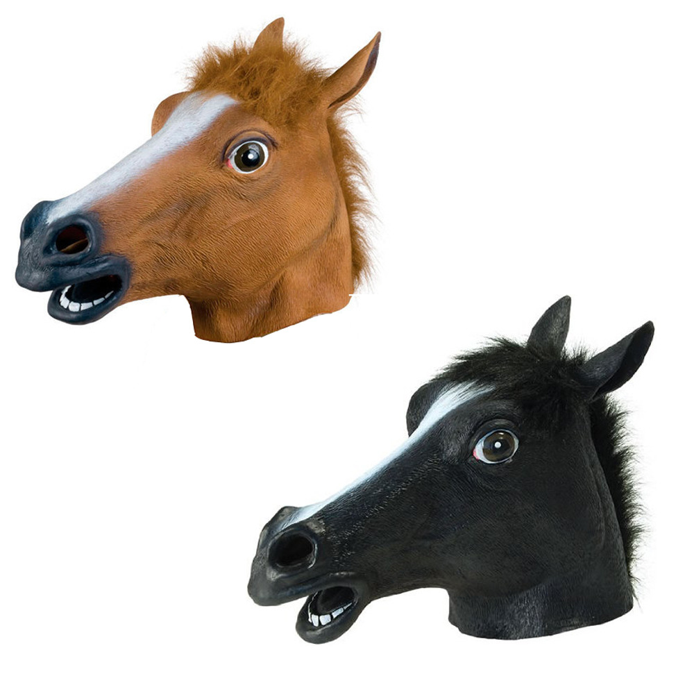RUBBER HORSE HEAD MASK PANTO FANCY DRESS PARTY COSPLAY HALLOWEEN ADULT