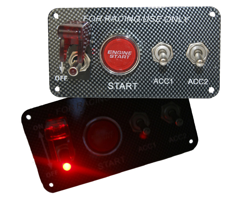 Carbon Fibre Ignition Engine Start Push Starter Button Panel Toggle