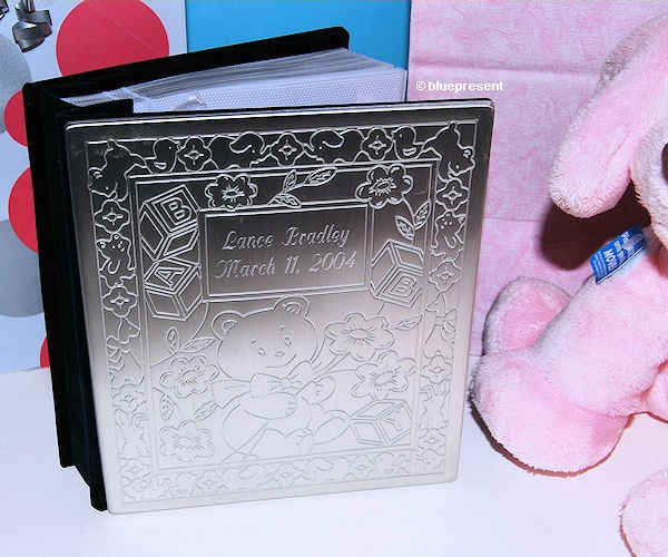 PERSONALIZED Silver Baby Bear Photo Album 4x6 Engraved
