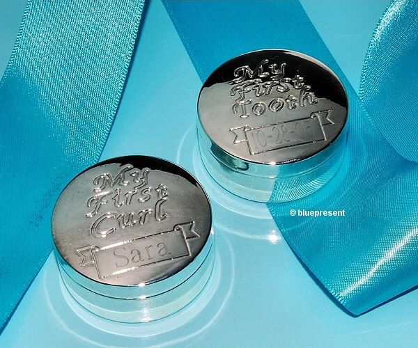 PERSONALIZED Silver Baby Tooth Curl Box Gift Engraved