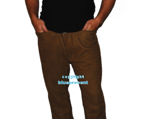 New Polo Ralph Lauren Mens Leather Suede Pants 36 32