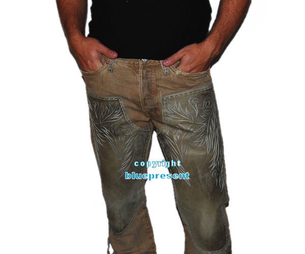 New Polo Ralph Lauren RRL Mens Leather Jean Pants 34 32