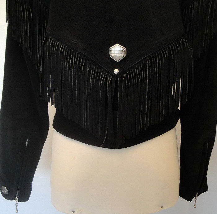 Vintage Harley Davidson Wasp Waist Leather Fringed Studded Cropped