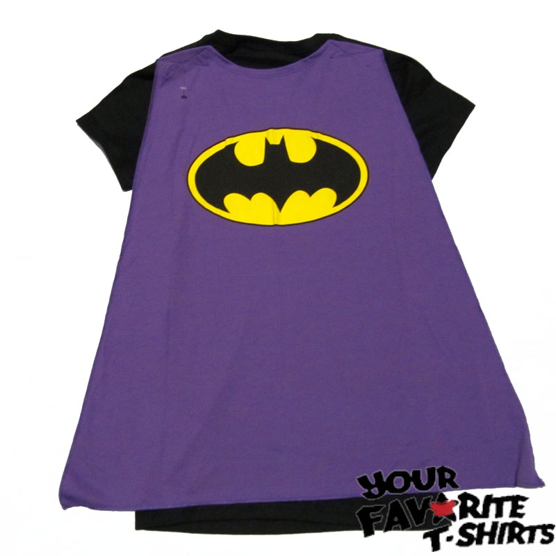 Batman Batgirl Costume Shirt With Cape Glitter Officially Licensed