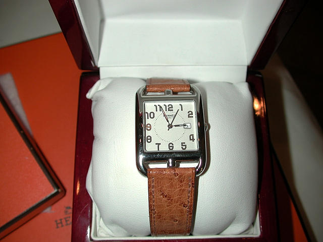 Hermes Brown Ostrich Cape Cod Watch ~Mens *Gents  NEW !