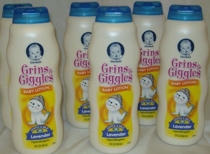 Lot of 6 Gerber Grins Giggles Lavender Baby Lotion