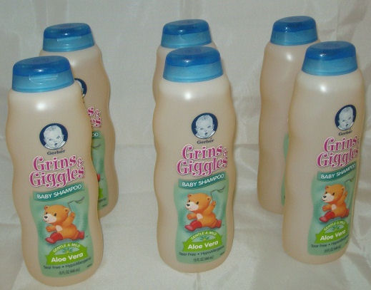 Lot of 6 Gerber Grins Giggles Aloe Vera Baby Shampoo