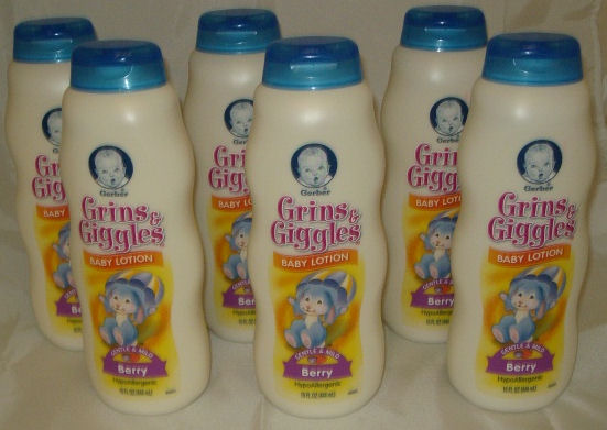 Lot of 6 Gerber Grins Giggles Berry Baby Lotion